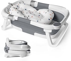 BabyBathe Pro - Soporte de baño doblemente plegable para bebés de 0 a 3 años