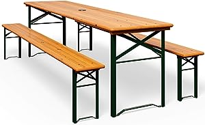 CASARIA Ensemble Table et bancs en Bois 170cm Pliable