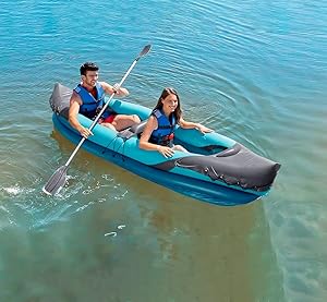 Expedition 2-Person Inflatable Kayak Blue with Aluminum Paddle