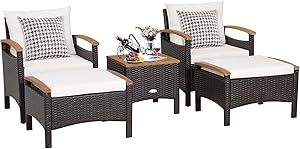 conjunto de muebles exterior Giantex de 5 piezas con almohadones de resina