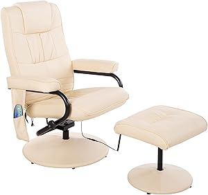 Homcom Fauteuil Massage Pivotant Inclinable Beige