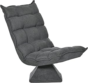 Homcom Fauteuil Relax Capacité Pivotante 360° Lin Gris