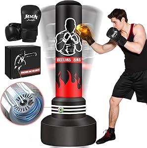 KickPro AutoGonfle 180cm - Sac de Boxe Pro avec Gants