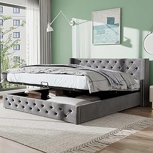 Komhtom Lit Double Rangement Gris 140x190cm