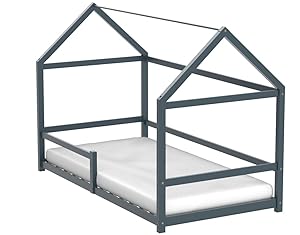 Lit Cabane Enfant Nessi Gris 90x190cm