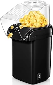 Machine à Popcorn 1200W Compacte - Sans Huile, Popping Rapide - Noir