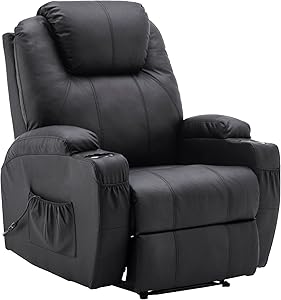 Mejora para el descanso: Mmcombo Relax Silla de Masaje Eléctrico Inclinable ( Similar a Cuero Negro)