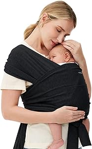 Momcozy Baby Carrier Wrap, Adjustable XXS-XXL, Ergonomic No-Tie Design.