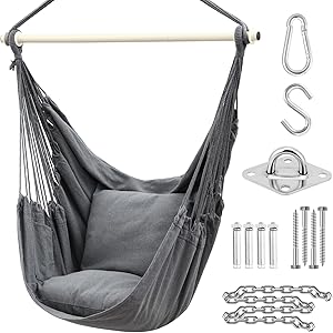 Ohuhu Silla Suspendida Gris 2 Almohadas