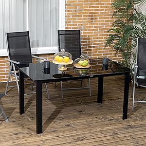 Mesa de vidrio rectangular Outsunny - 6P Negro