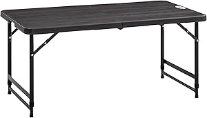 Mesa de jardín plegable rectangular de 4 personas, gris.