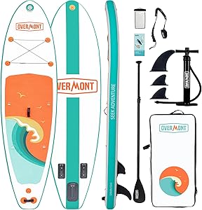 Overmont Inflatable Paddleboard for Adults with Adjustable Paddle