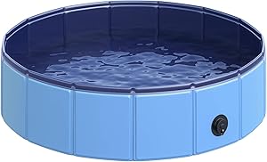 Piscina Canina Azul Antideslizante de 80 cm (Pawhut)