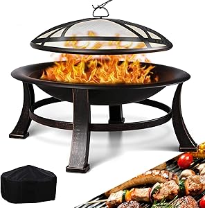 RetroGlow 76cm Outdoor Fire Pit Grill