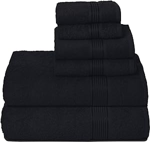 Set de serviettes Glamburg 6 pièces coton noir ultra doux