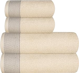 Set de serviettes Glamburg coton ultra-doux ivoire 4pcs