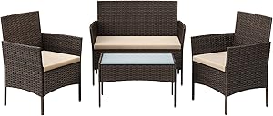 Songmics Tressé Patio Set 5PCS Marron et Taupe