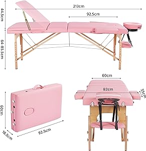 Table de Massage Abician Portable 3 Sections - Rose