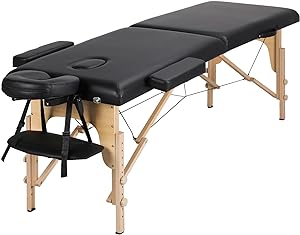 Table de massage pliable 2 zones Yaheetech 213cm - Noir