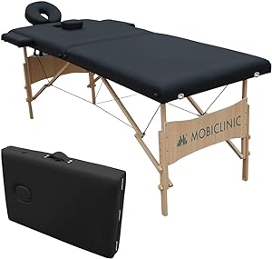 Table de Massage Pliante Mobiclinic CM-01, Réglable, 186x60cm, Noir