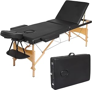 Table de massage pliante Mondeer 3 sections - Noir