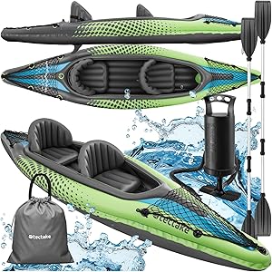 Barco inflable kayak bicilíndrico de 2 personas con remos Tectake