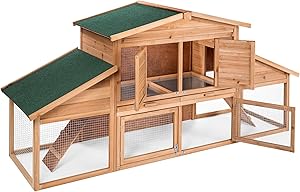 Caja de Gallinas de Madera Exterior Tectake con Corral y Conos.