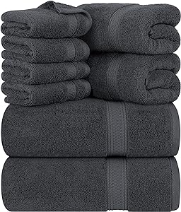 Utopia Towels - Ensemble 8 pièces coton absorbant (gris)
